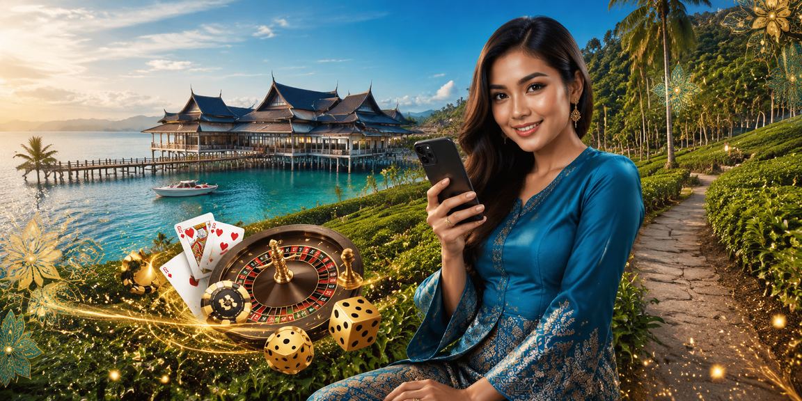 Pengguna Terengganu berpakaian baju kurung menikmati aplikasi kasino slot dalam talian